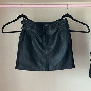 Mexx Black Leather Mini Skirt